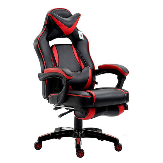 Fauteuil de jeu pivotant inclinable à dossier haut avec repose-pieds