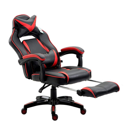 Fauteuil de jeu pivotant inclinable à dossier haut avec repose-pieds