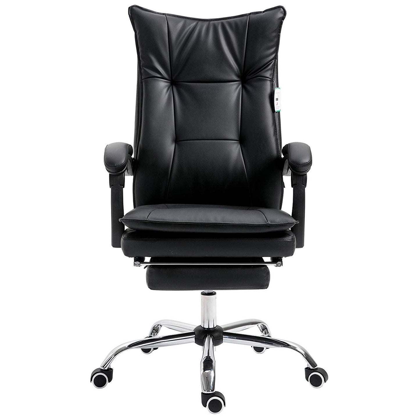 Fauteuil de bureau inclinable à double rembourrage avec repose-pieds, MR77, PU noir