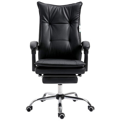 Fauteuil de bureau inclinable à double rembourrage avec repose-pieds, MR77, PU noir