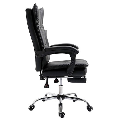 Fauteuil de bureau inclinable à double rembourrage avec repose-pieds, MR77, PU noir