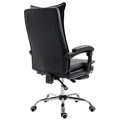 Fauteuil de bureau inclinable à double rembourrage avec repose-pieds, MR77, PU noir