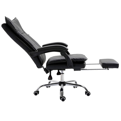 Fauteuil de bureau inclinable à double rembourrage avec repose-pieds, MR77, PU noir