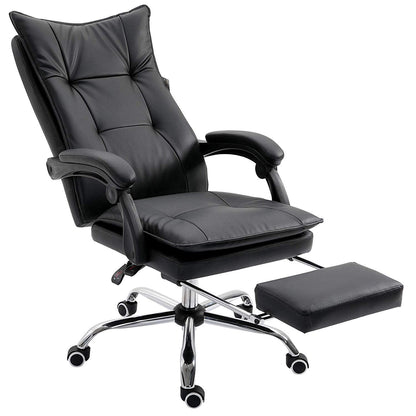 Fauteuil de bureau inclinable à double rembourrage avec repose-pieds, MR77, PU noir