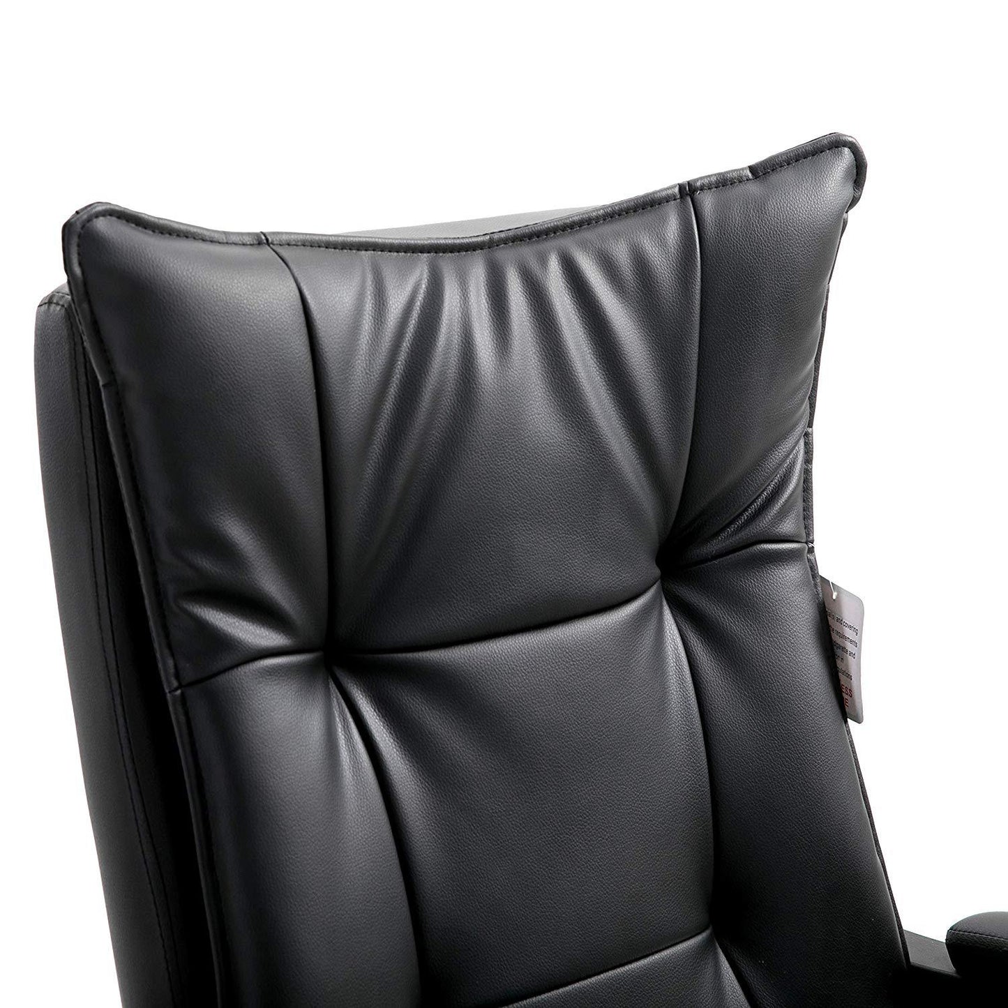 Fauteuil de bureau inclinable à double rembourrage avec repose-pieds, MR77, PU noir