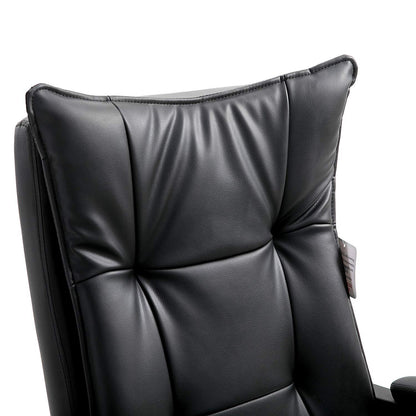 Fauteuil de bureau inclinable à double rembourrage avec repose-pieds, MR77, PU noir