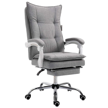 Fauteuil de bureau inclinable double épaisseur avec repose-pieds, tissu gris MR77