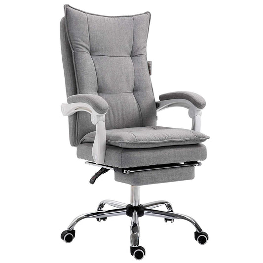 Fauteuil de bureau inclinable double épaisseur avec repose-pieds, tissu gris MR77