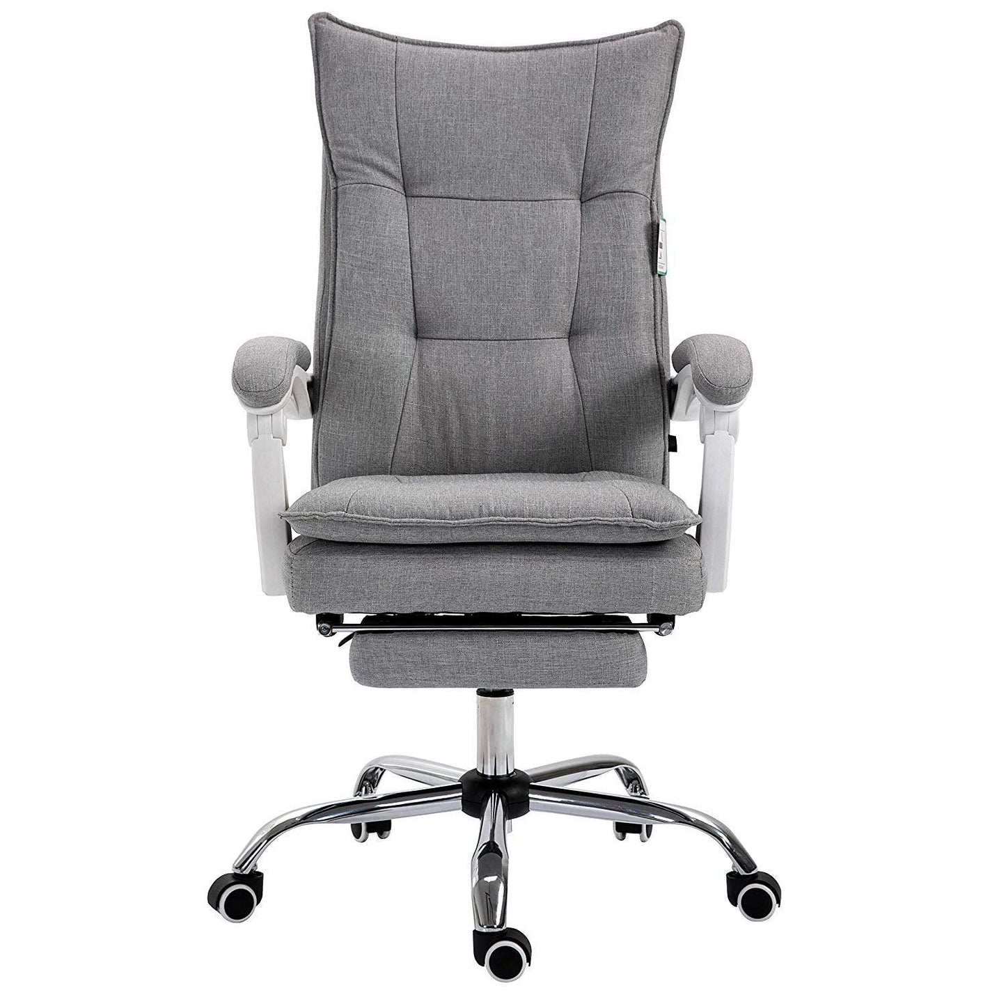 Fauteuil de bureau inclinable double épaisseur avec repose-pieds, tissu gris MR77