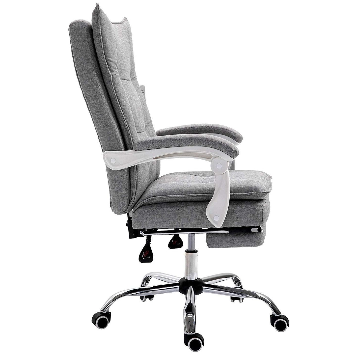 Fauteuil de bureau inclinable double épaisseur avec repose-pieds, tissu gris MR77