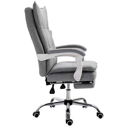 Fauteuil de bureau inclinable double épaisseur avec repose-pieds, tissu gris MR77