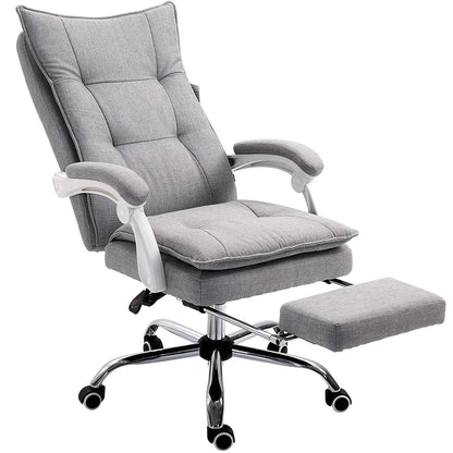 Fauteuil de bureau inclinable double épaisseur avec repose-pieds, tissu gris MR77