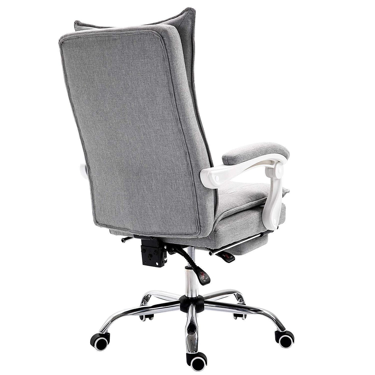 Fauteuil de bureau inclinable double épaisseur avec repose-pieds, tissu gris MR77