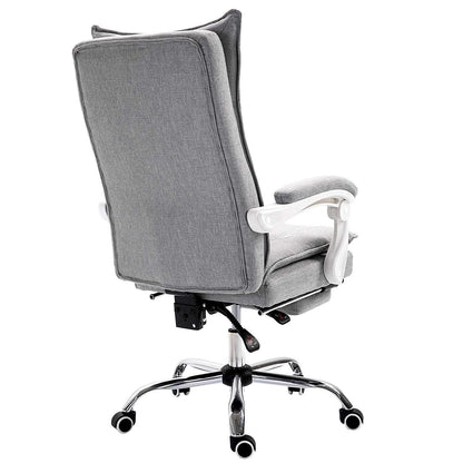 Fauteuil de bureau inclinable double épaisseur avec repose-pieds, tissu gris MR77