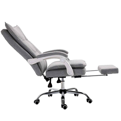 Fauteuil de bureau inclinable double épaisseur avec repose-pieds, tissu gris MR77