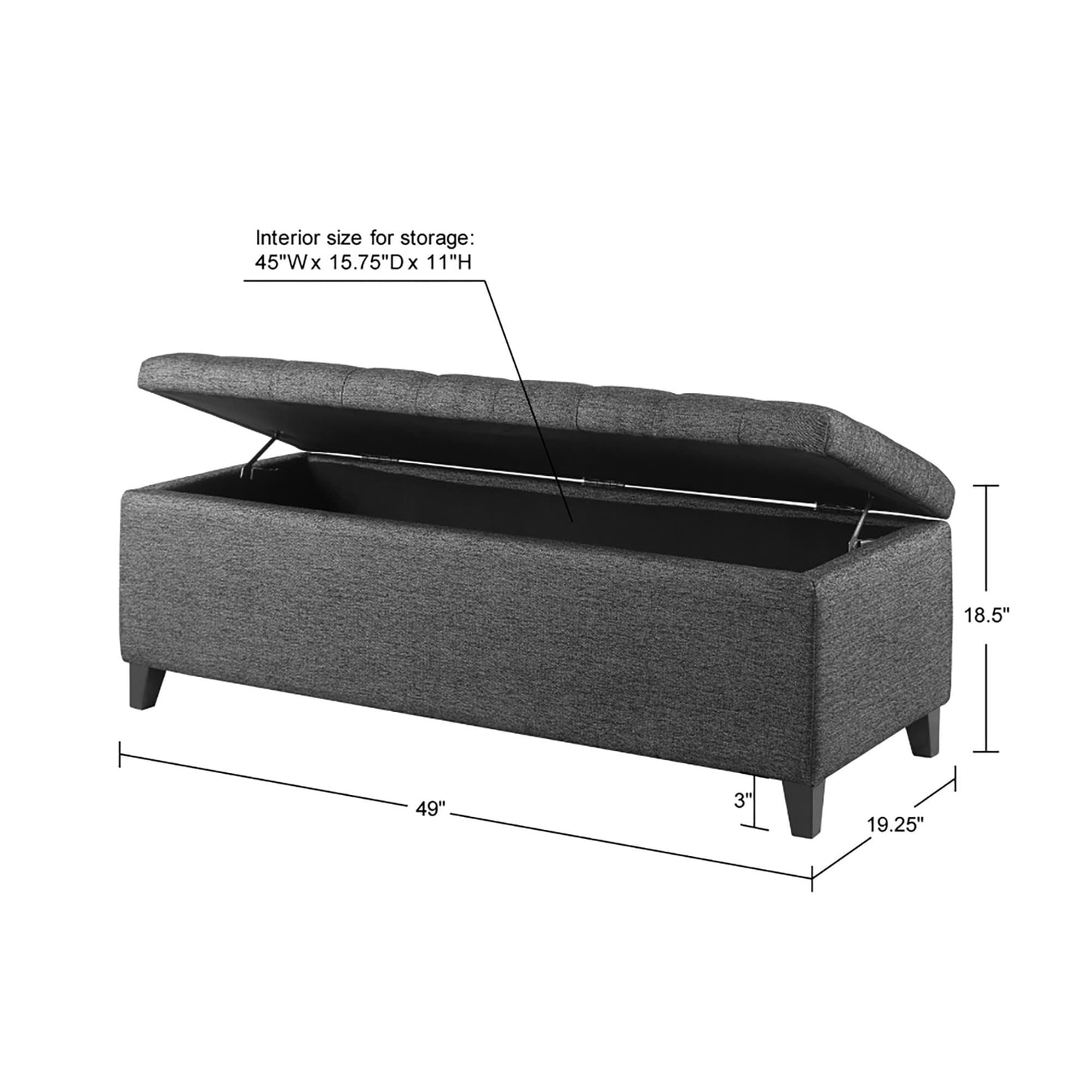 Banc de rangement capitonné Madison Park Sasha