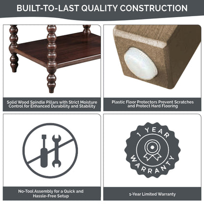 Table de chevet en bois tourné Beckett, signée Madison Park, avec tiroir et étagère.