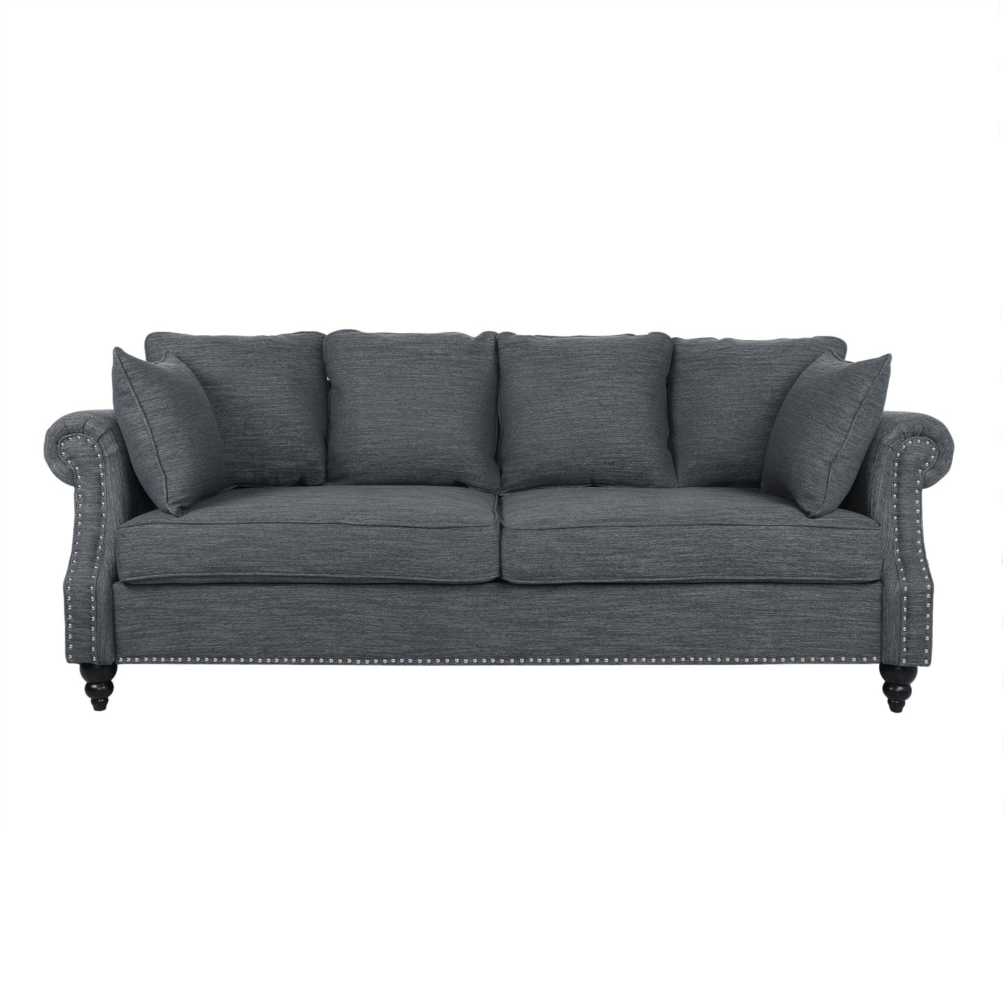 Canapé 3 places Manbow en tissu avec coussin et bordure cloutée par Christopher Knight Home