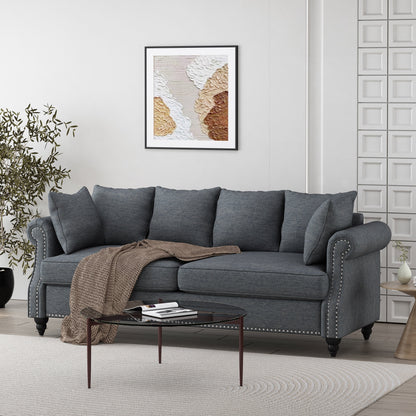 Canapé 3 places Manbow en tissu avec coussin et bordure cloutée par Christopher Knight Home