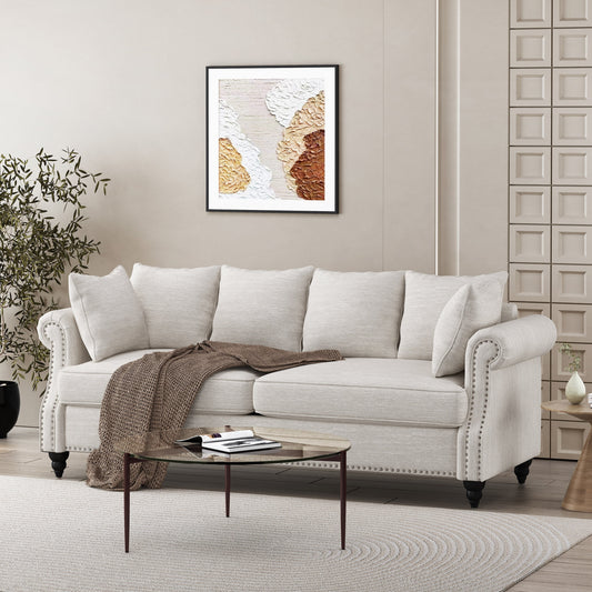 Canapé 3 places Manbow en tissu avec coussin et bordure cloutée par Christopher Knight Home