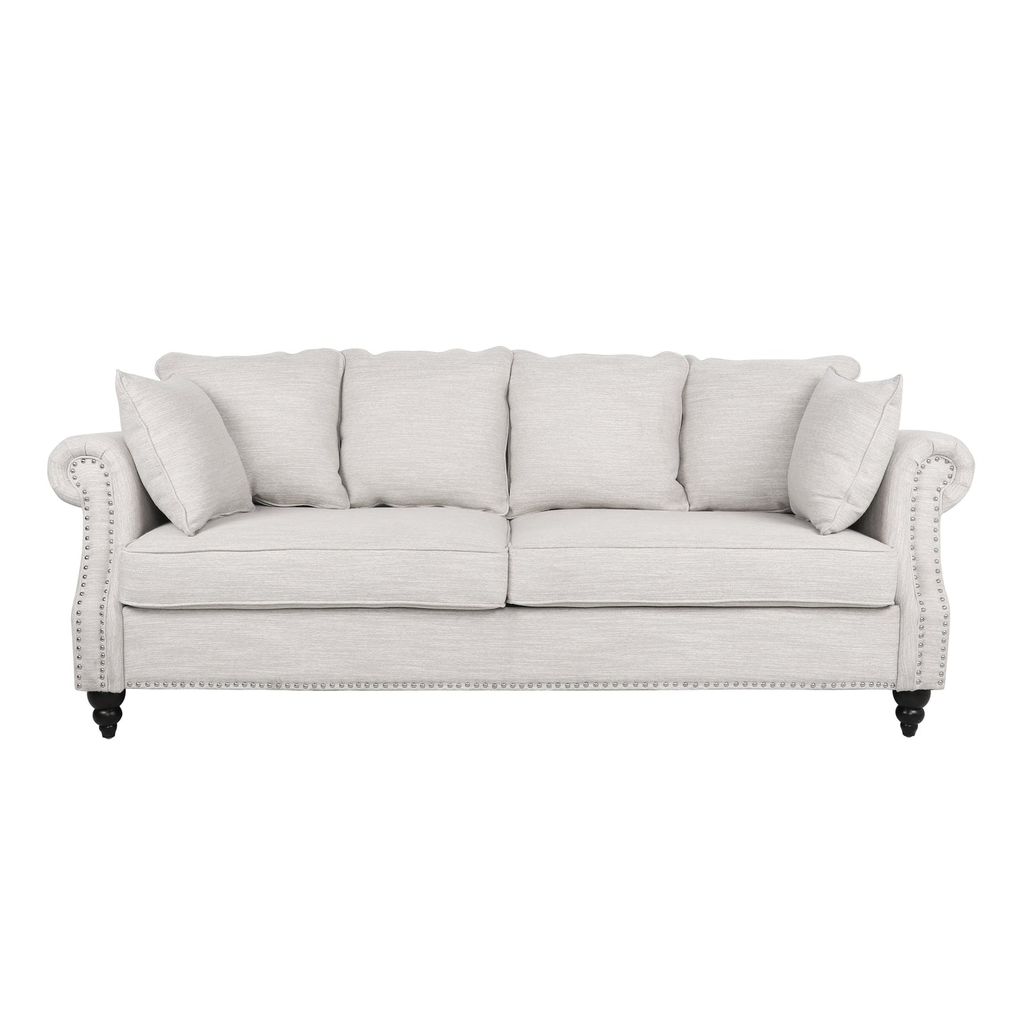 Canapé 3 places Manbow en tissu avec coussin et bordure cloutée par Christopher Knight Home