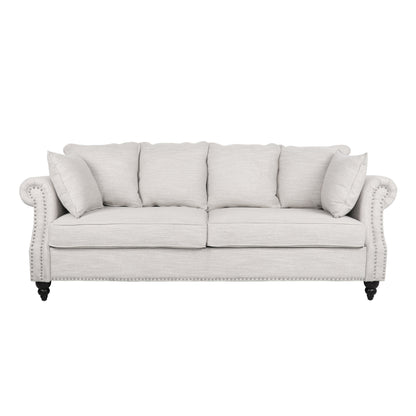 Canapé 3 places Manbow en tissu avec coussin et bordure cloutée par Christopher Knight Home