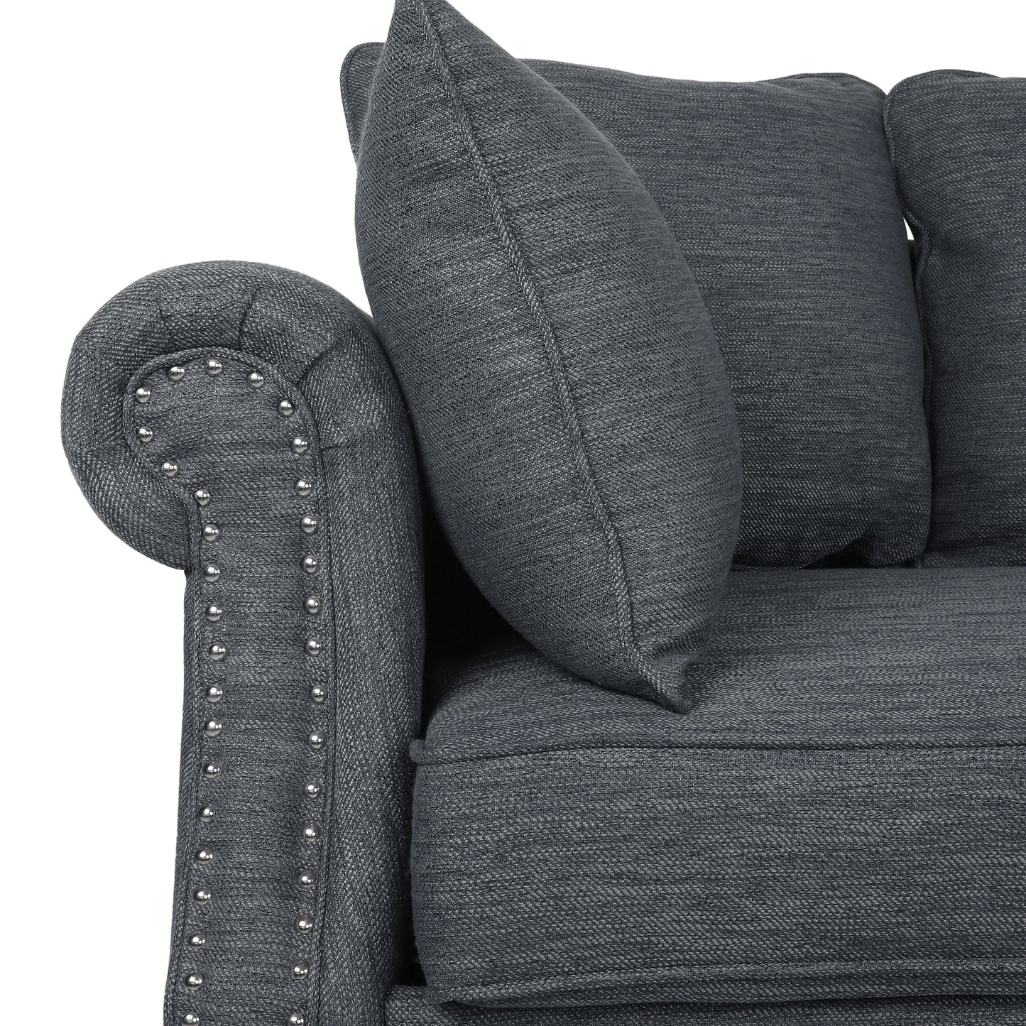 Canapé 3 places Manbow en tissu avec coussin et bordure cloutée par Christopher Knight Home