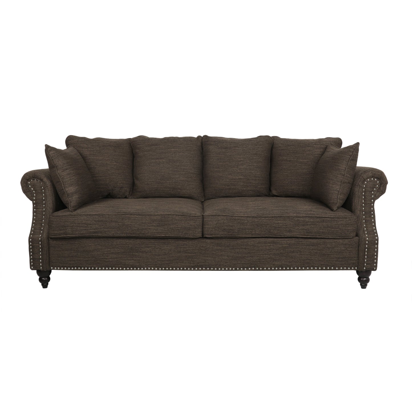 Canapé 3 places Manbow en tissu avec coussin et bordure cloutée par Christopher Knight Home