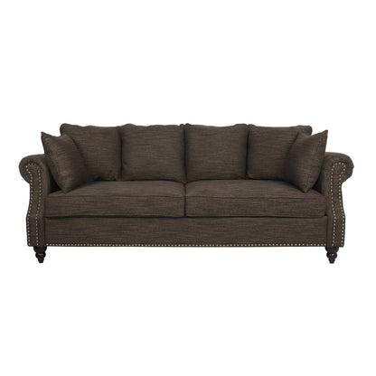 Canapé 3 places Manbow en tissu avec coussin et bordure cloutée par Christopher Knight Home
