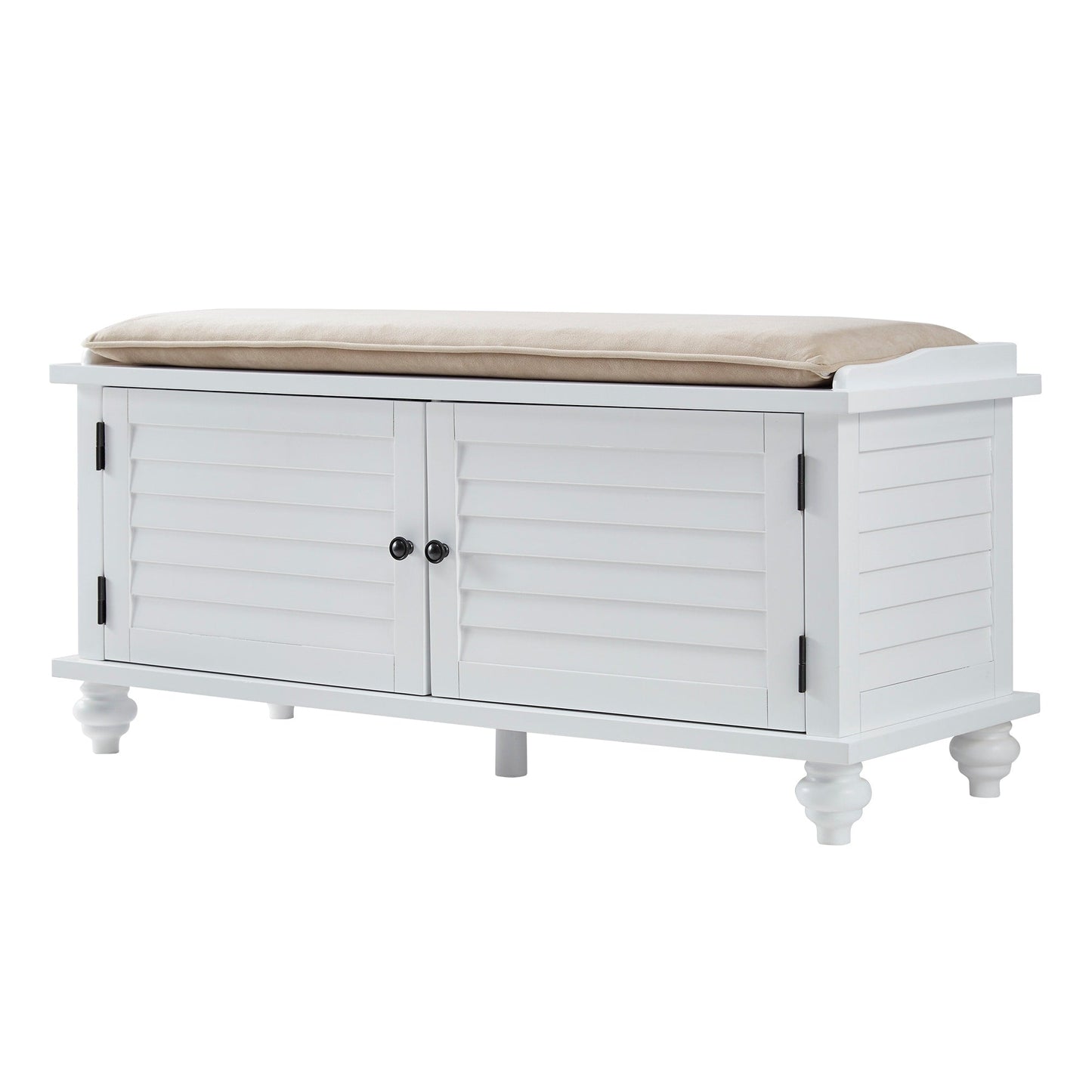 Banc de rangement à porte persienne avec coussin en velours Maybelle par iNSPIRE Q Classic