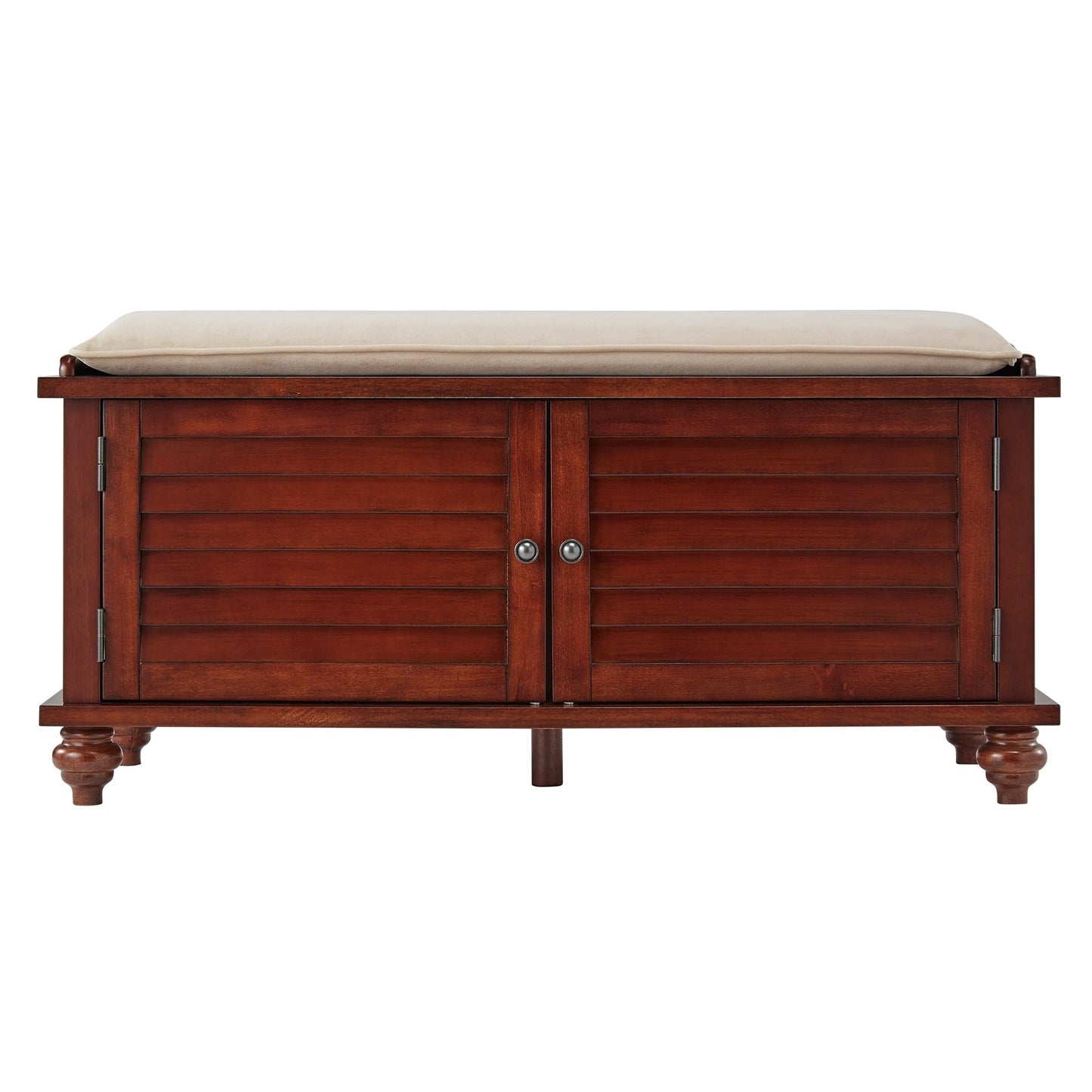 Banc de rangement à porte persienne avec coussin en velours Maybelle par iNSPIRE Q Classic