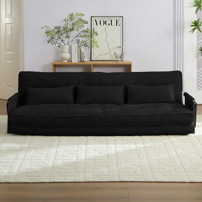 Mixoy Canapé-lit futon pliable multifonction avec oreillers, dossier réglable sur 6 positions