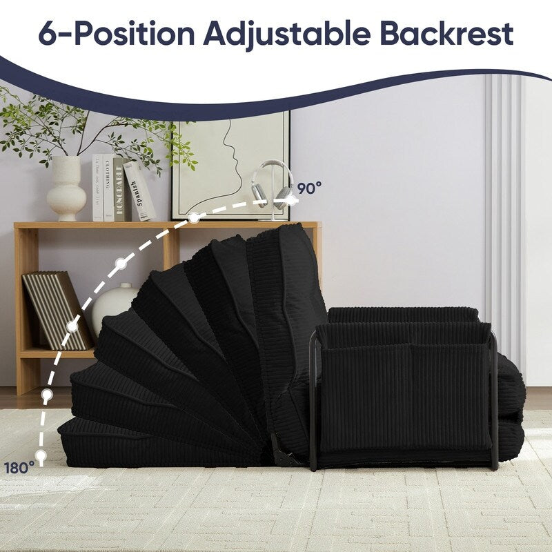 Mixoy Canapé-lit futon pliable multifonction avec oreillers, dossier réglable sur 6 positions