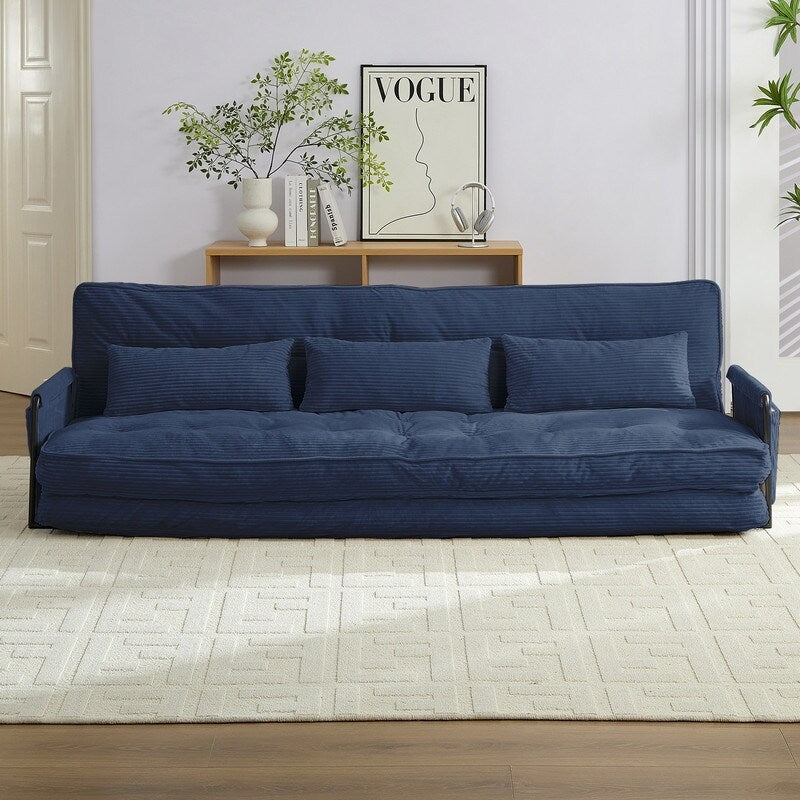 Mixoy Canapé-lit futon pliable multifonction avec oreillers, dossier réglable sur 6 positions