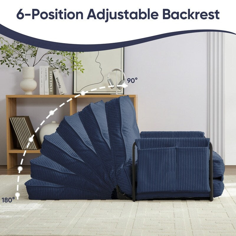 Mixoy Canapé-lit futon pliable multifonction avec oreillers, dossier réglable sur 6 positions