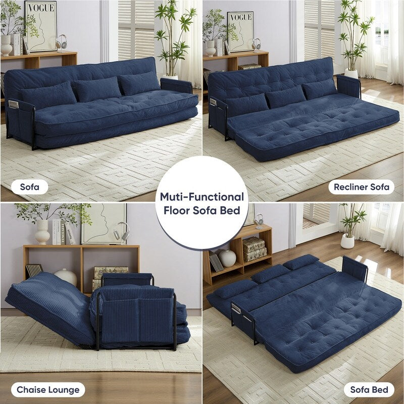 Mixoy Canapé-lit futon pliable multifonction avec oreillers, dossier réglable sur 6 positions