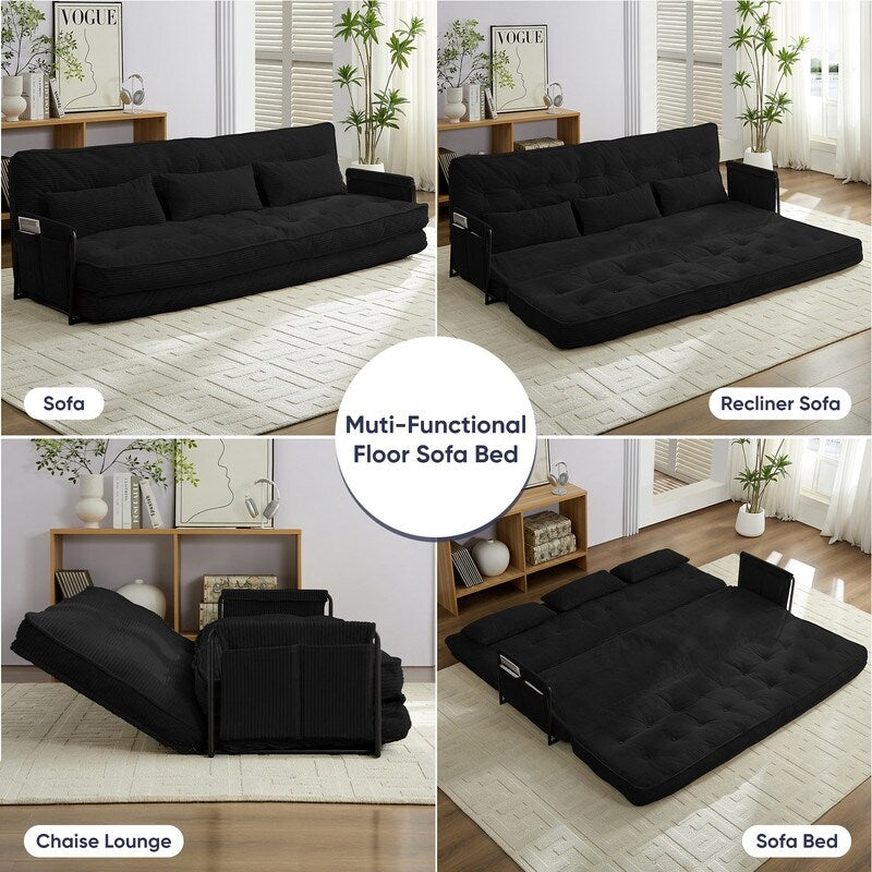 Mixoy Canapé-lit futon pliable multifonction avec oreillers, dossier réglable sur 6 positions