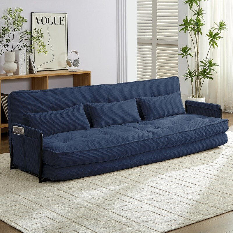 Mixoy Canapé-lit futon pliable multifonction avec oreillers, dossier réglable sur 6 positions