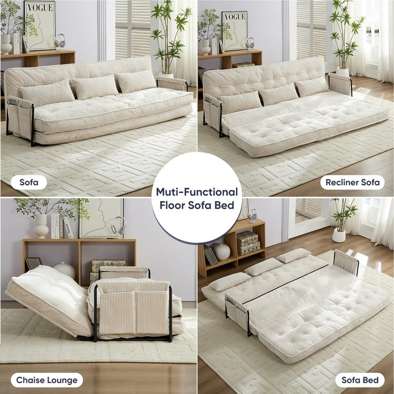 Mixoy Canapé-lit futon pliable multifonction avec oreillers, dossier réglable sur 6 positions