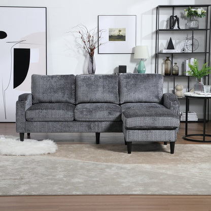 Canapé modulaire moderne en L, 3 places, avec rangement, ottoman, oreillers, porte-gobelets, poches latérales