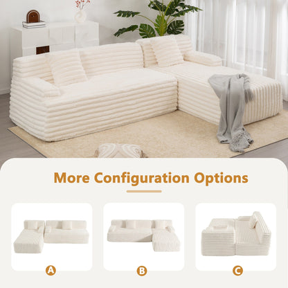 Canapé modulaire moderne en forme de nuage, avec 2 coussins décoratifs pour le salon
