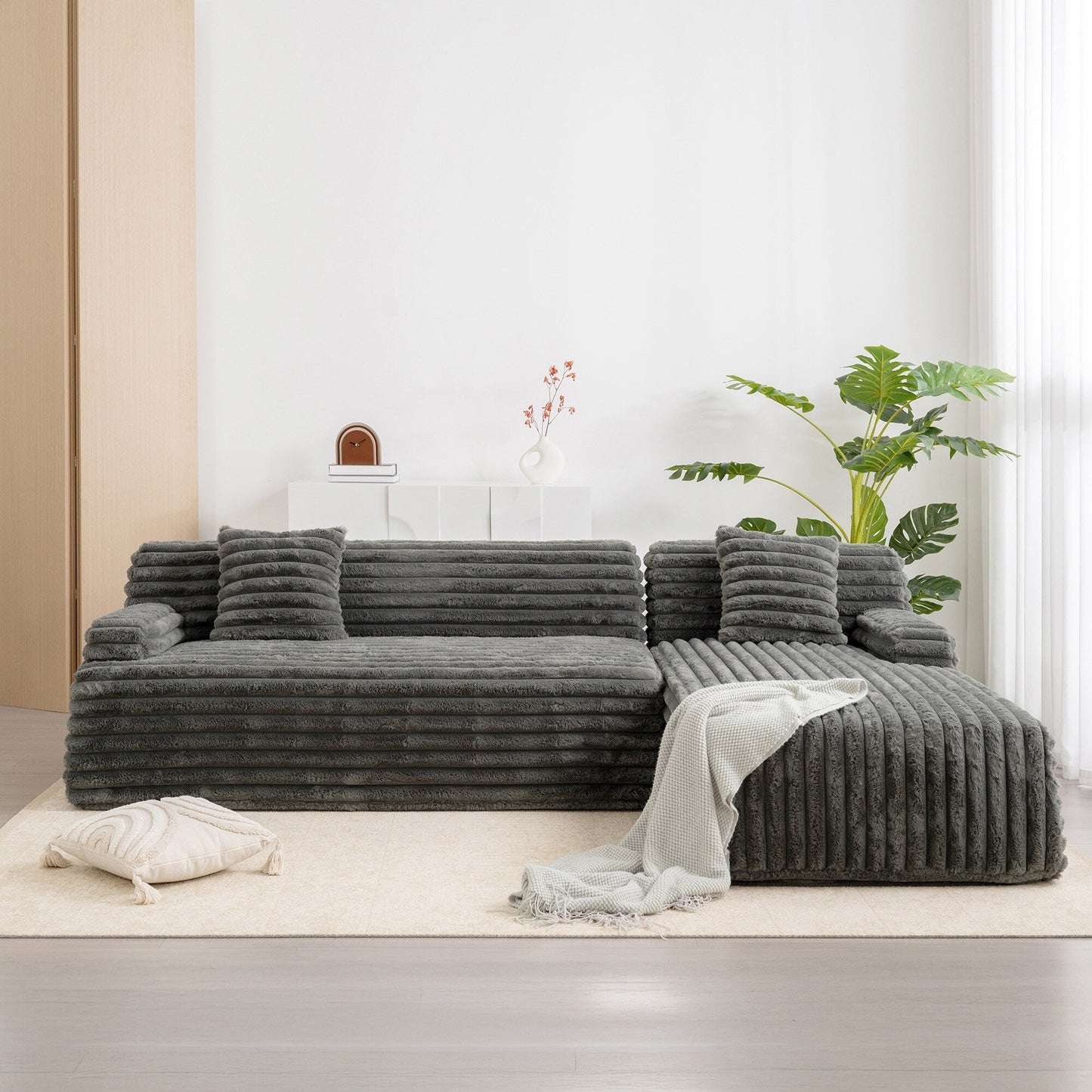Canapé modulaire moderne en forme de nuage, avec 2 coussins décoratifs pour le salon