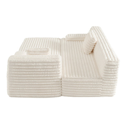 Canapé modulaire moderne en forme de nuage, avec 2 coussins décoratifs pour le salon