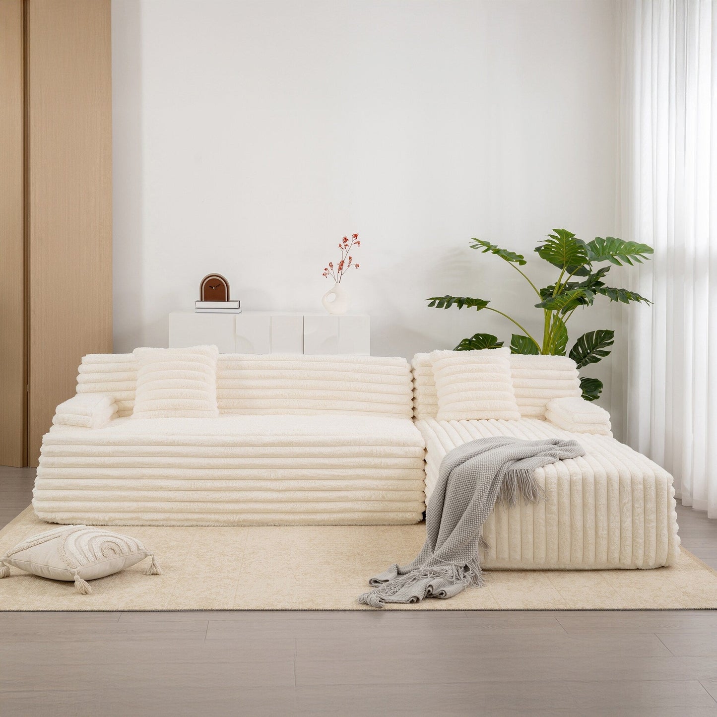 Canapé modulaire moderne en forme de nuage, avec 2 coussins décoratifs pour le salon