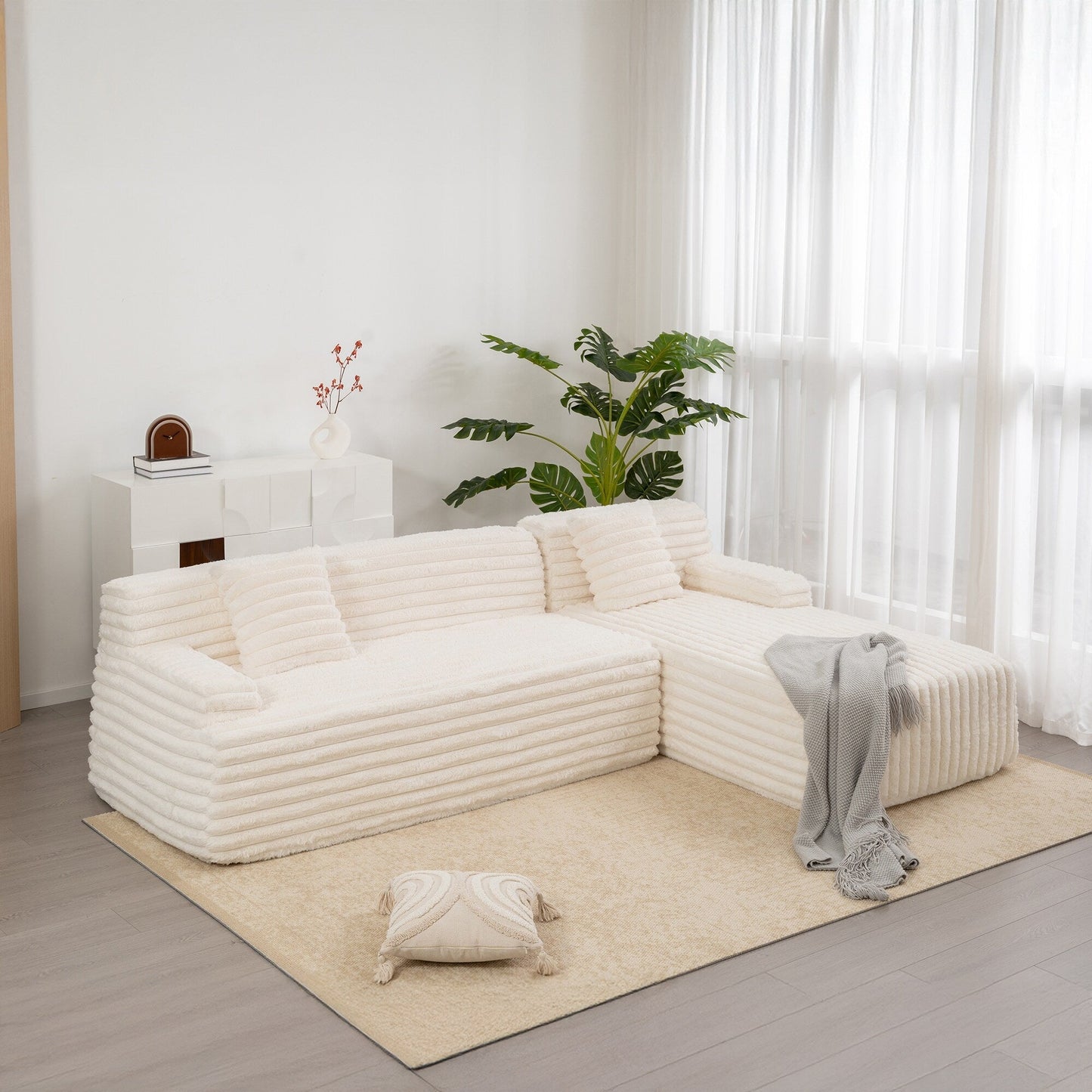 Canapé modulaire moderne en forme de nuage, avec 2 coussins décoratifs pour le salon