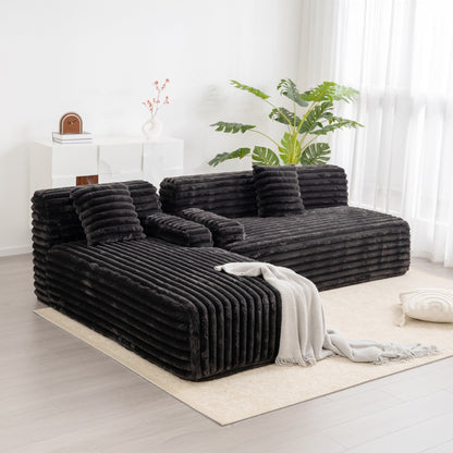 Canapé modulaire moderne en forme de nuage, avec 2 coussins décoratifs pour le salon