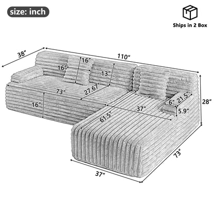 Canapé modulaire moderne en forme de nuage, avec 2 coussins décoratifs pour le salon