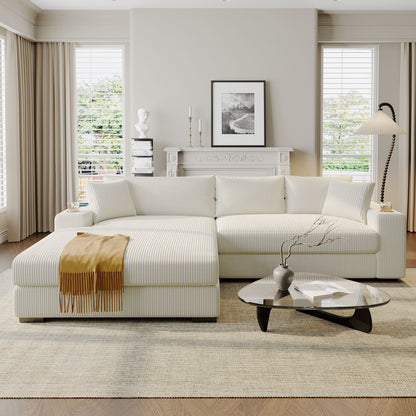 Canapé 3 places moderne et surdimensionné avec porte-gobelets et ports de chargement USB, coussins épais pour le salon