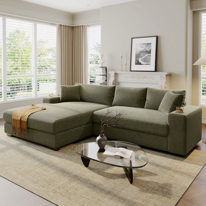 Canapé 3 places moderne et surdimensionné avec porte-gobelets et ports de chargement USB, coussins épais pour le salon
