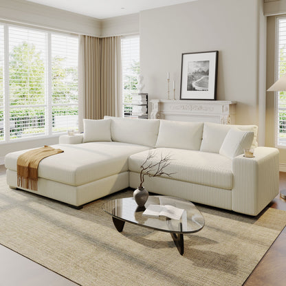 Canapé 3 places moderne et surdimensionné avec porte-gobelets et ports de chargement USB, coussins épais pour le salon